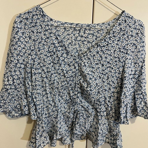 Floral summer blouse like new, blue size M