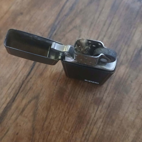 Zippo Classic Black Matte lighter used with red outline small size
