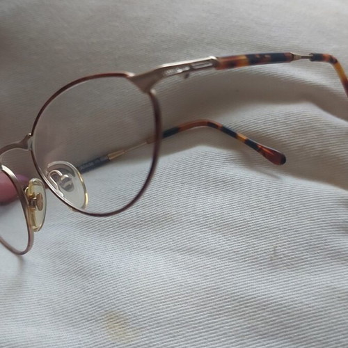Vintage presbyopia eyeglass frame like new, metal, gold and brown