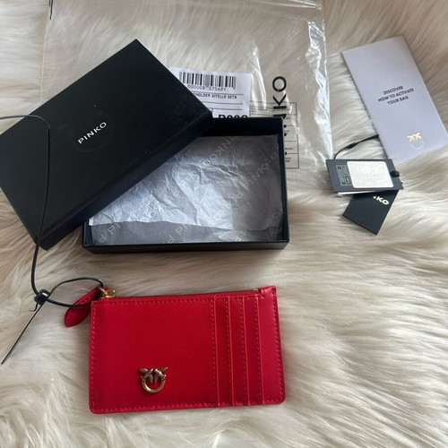 Authentic Pinko leather card holder new, red