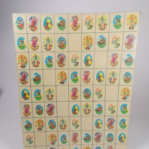 Greek cardboard sign with Easter decals used