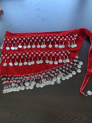 Belly dance belt used red velvet with silver coins