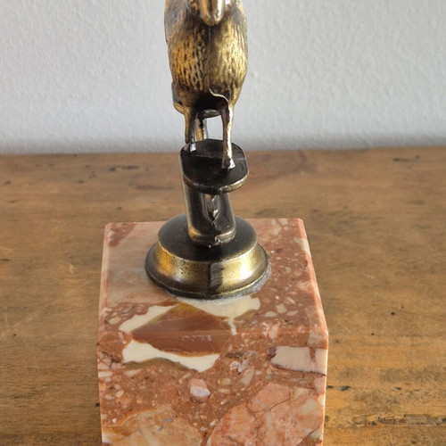 Art Deco brass sheep bookends, original pair on marble bases