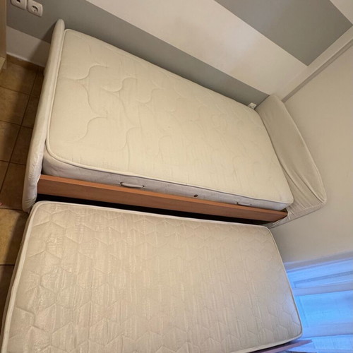 Half-Double Bed with Trundle, Two Mattresses and Suitable Sheets Like New