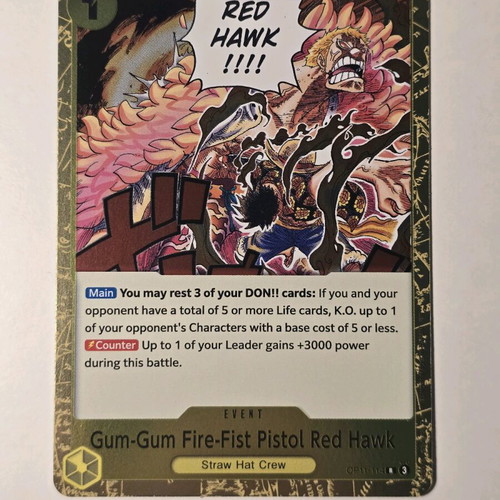 Gum Gum Fire Fist Pistol Red Hawk One Piece Card Game like new