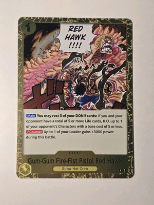 Gum Gum Fire Fist Pistol Red Hawk One Piece Card Game like new