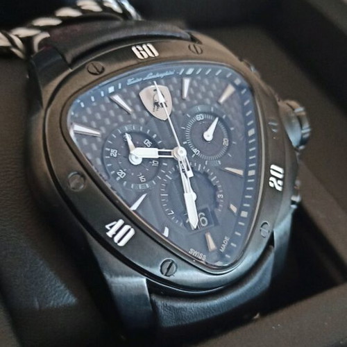 Tonino Lamborghini men's watch new, black PVD, quartz chronograph