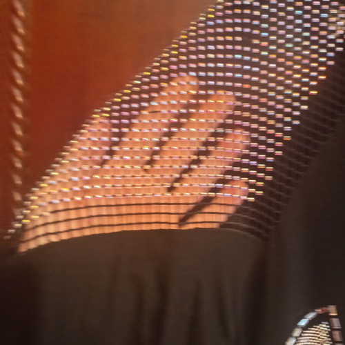 Women's black blouse with rhinestones and mesh sleeves, size M