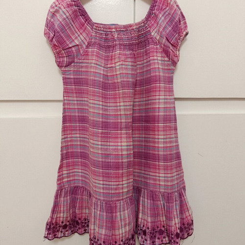 Purple checked dress used with embroidery size 104 cm for 4 years old