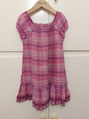 Purple checked dress used with embroidery size 104 cm for 4 years old