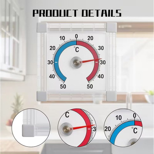 Double-Sided Glass Analog Thermometer new