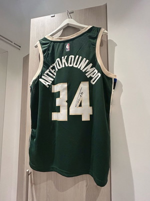 Milwaukee Bucks collectible signed by Giannis Antetokounmpo