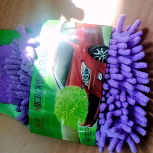 Microfibre Super Mitt car wash glove new, purple