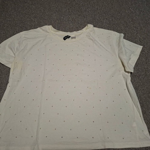 H&M short-sleeve summer blouse like new, white with rhinestones size M