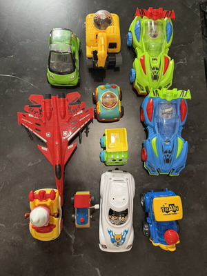Children's toy cars, all together
