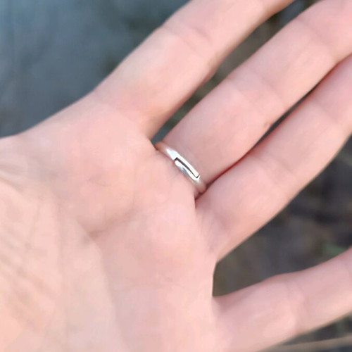 Silver plated ring with labradorite adjustable size and genuine semi-precious stone