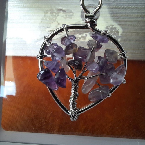 Tree of Life pendant made of natural amethyst crystal new