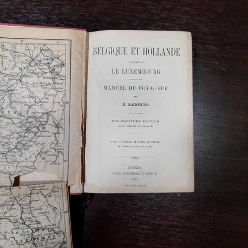 Belgique et Hollande old travel guide book used with maps
