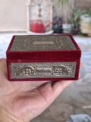 Godinger Baroque Silver Plated Jewelry Box used, vintage velvet case