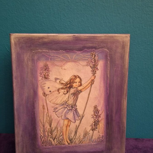Luxury box with velvet lining and fairy child decoupage decoration new