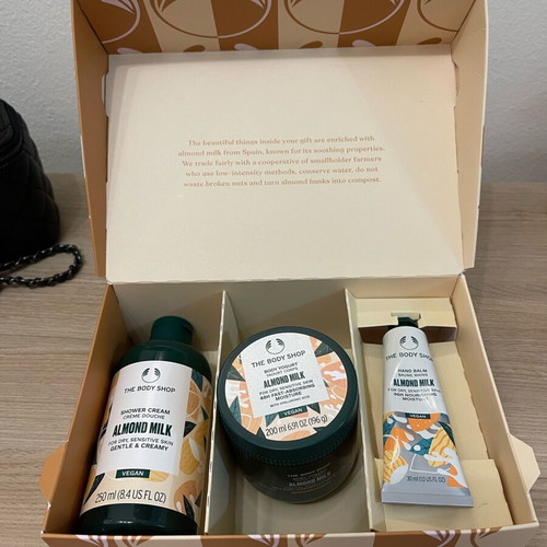 The Body Shop Almond Milk body care gift set new