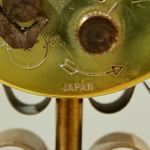 Bronze wind-up clock-alarm Rythm Japan used, 1960s design
