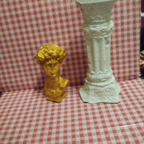 Handmade plaster statues Hermes and column new, pack of two