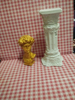 Handmade plaster statues Hermes and column new, pack of two