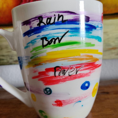 Rainbow Mug new, handpainted design