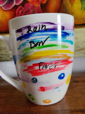 Rainbow Mug new, handpainted design