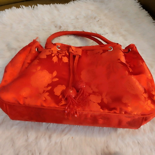 Satin bag new bright red