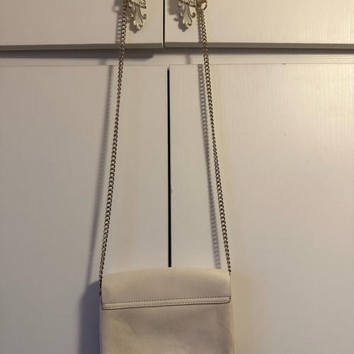 H&M crossbody bag like new, beige suede with gold chain