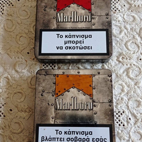 Marlboro Red & Gold metal collectible cigarette cases set of 2