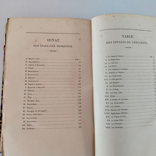 Les Idylles De Theocrite Bilingual Greek-French Book used 1833