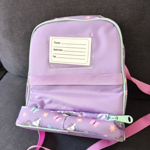 School insulated shoulder lunch bag 7lt purple unicorns 22x16x28cm