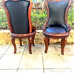 Καρέκλες με δέρμα Δύο τεμάχια