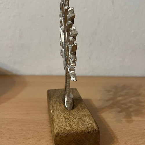 Hand-Cast Metal Tree Sculpture on Wood Base new