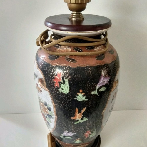 Royal Satsuma set used, 8 pieces with lamp and vases