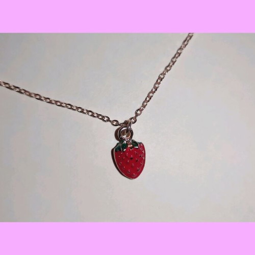 Strawberry necklace new, white and red
