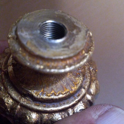 Aluminum finial used, with thread, 7 cm height