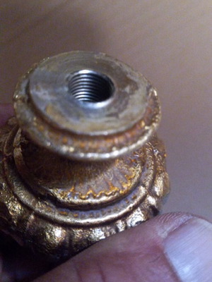 Aluminum finial used, with thread, 7 cm height