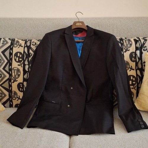 Stephan men's black jacket size 52 new, double-breasted