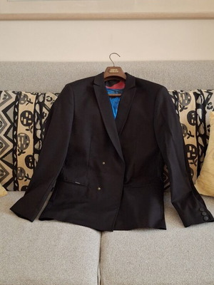 Stephan men's black jacket size 52 new, double-breasted