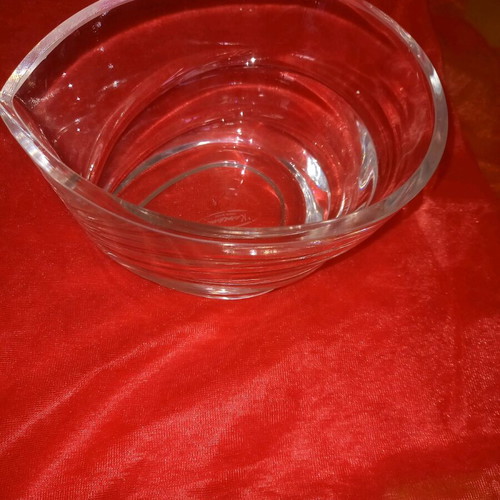 Decorative crystal fondue bowl used with small scratches