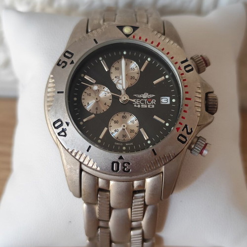 Sector 450 vintage chronograph quartz watch used, black and silver