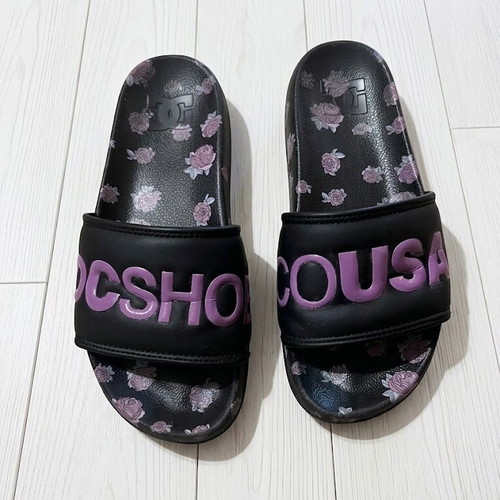 DC Shoes Slides floral used, size 36-37, black and purple