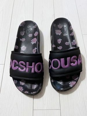 DC Shoes Slides floral used, size 36-37, black and purple