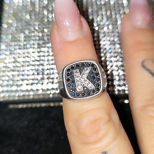 Sevalier ring new 750 K gold-plated with letter K monogram