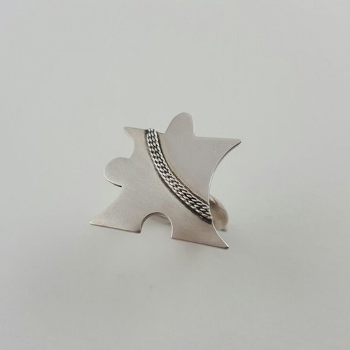 Handmade silver 950 ring with puzzle motif and filigree, new