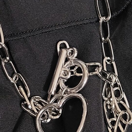 Necklace with heart clasp silver color new, length 55cm
